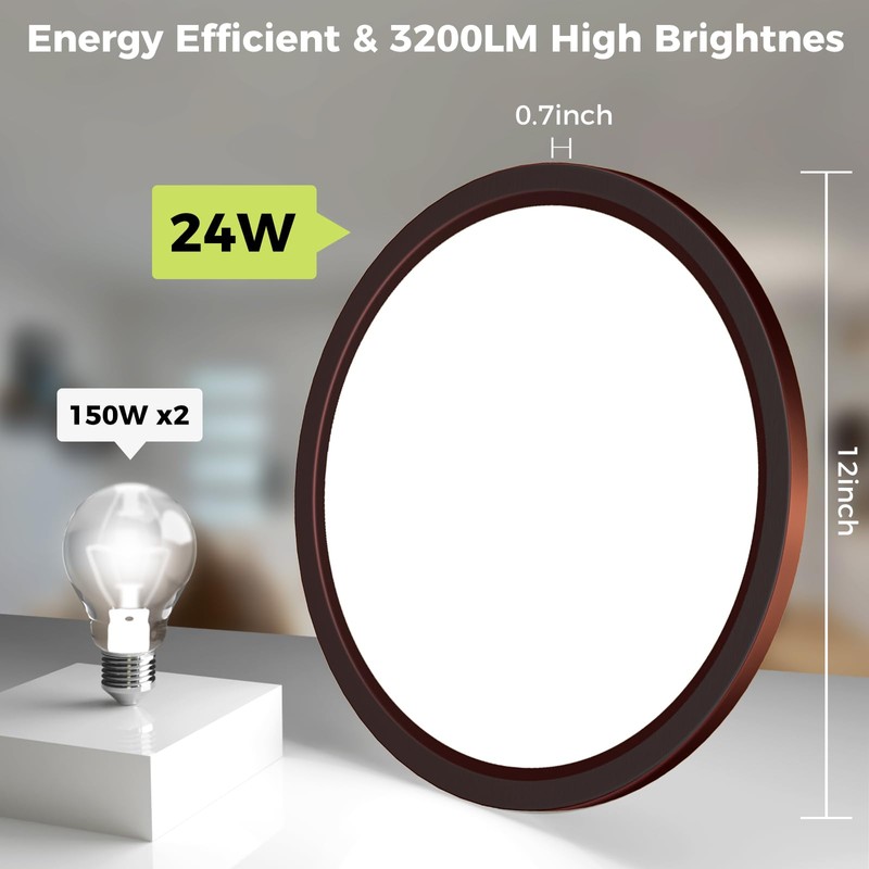 2Pack LED Flush Mount Ceiling Light Fixture Oil Rubbed Bronze,