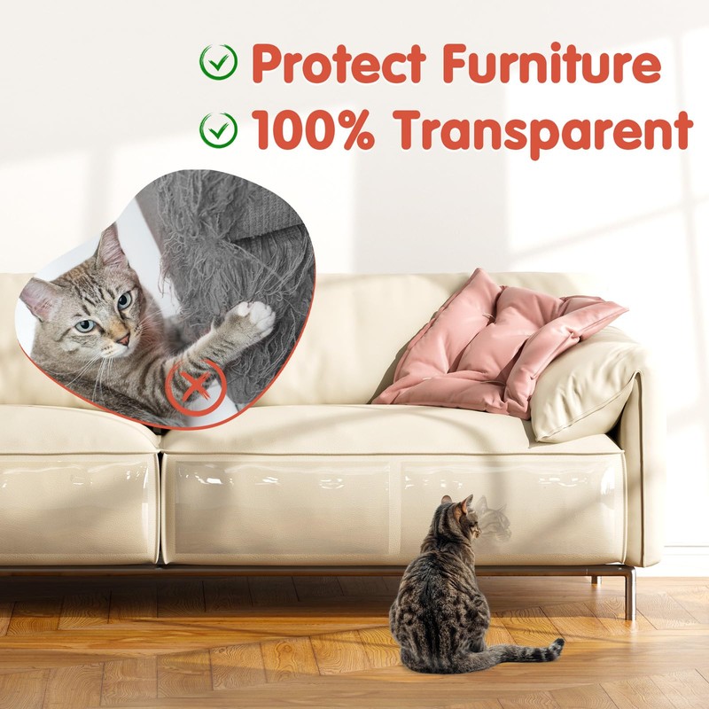 Secopad 18 Pcs Large Cat Scratch Furniture Protector, Transparent Couch