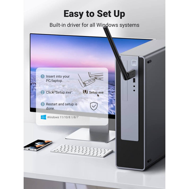 UGREEN USB 2.0 WiFi Adapter AC650 Wireless Dual Band Dongle