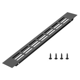 PATIKIL Door Air Vent Cover, 12 x 1.7 Inch (Outer Dimensions) Aluminum Louvered Ventilation Grille Rectangle Toe Kick Vent with Mounting Screws for Shoe Cabinet Wardrobe, Black