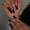 BABALAL Press on Nails Long Coffin Fake Nails Black French