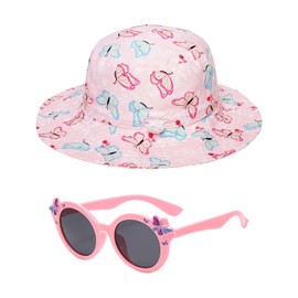 GDFHBD 1 Piece Sun Hat And 1 Piece Sunglasses, Children'S Sun Hat, Butterfly Sun Hat, Summer Beach Hat, Children'S Sun Protection Set, Breathable Sun Hat.