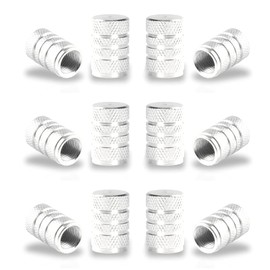 SINGARO 12PCS Tire Valve Stem Caps, Car Exterior Accessories, Aluminum Alloy Valve Cover Universal for Cars, Trucks, Motorcycles and Bicycles (Silver)