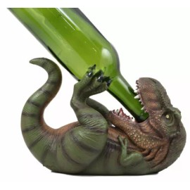 Ebros Gift Dino Wino Prehistoric Dinosaur Thirsty T-Rex Wine Bottle Holder 9.25"Long Trex