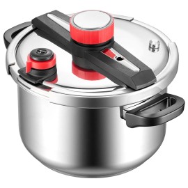 10Qt Stainless Steel Pressure Cooker with Tempered Glass Lid and Steaming Rack Triple Pressure Canner Model D0100X3N2HJCapacity: 10 qt