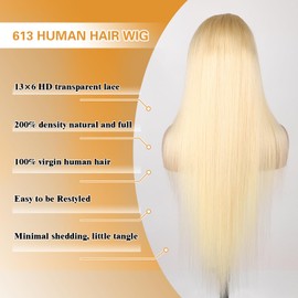 Goalroya 613 Lace Front Wig Human Hair 20 Inch 200 Density 613 13x6 Straight Lace Front Wigs Human Hair Blonde Wig Human Hair Pre plucked for Women 613 HD Lace Frontal Wig