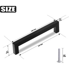 MEEQIAO, Pack of 10 Furniture Handles, Black Fashion Stainless Steel Square Handles, Cabinet Handles with 20 Screws, Reusable for Kitchen, Drawer, Cabinet, Furniture