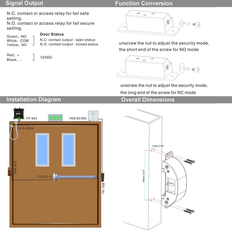 UHPPOTE Electric Strike Lock for Double Door Access Control Fire