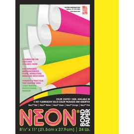 Pacon Neon Multi-Purpose Paper, Yellow, 8-1/2" x 11", 100 Sheets