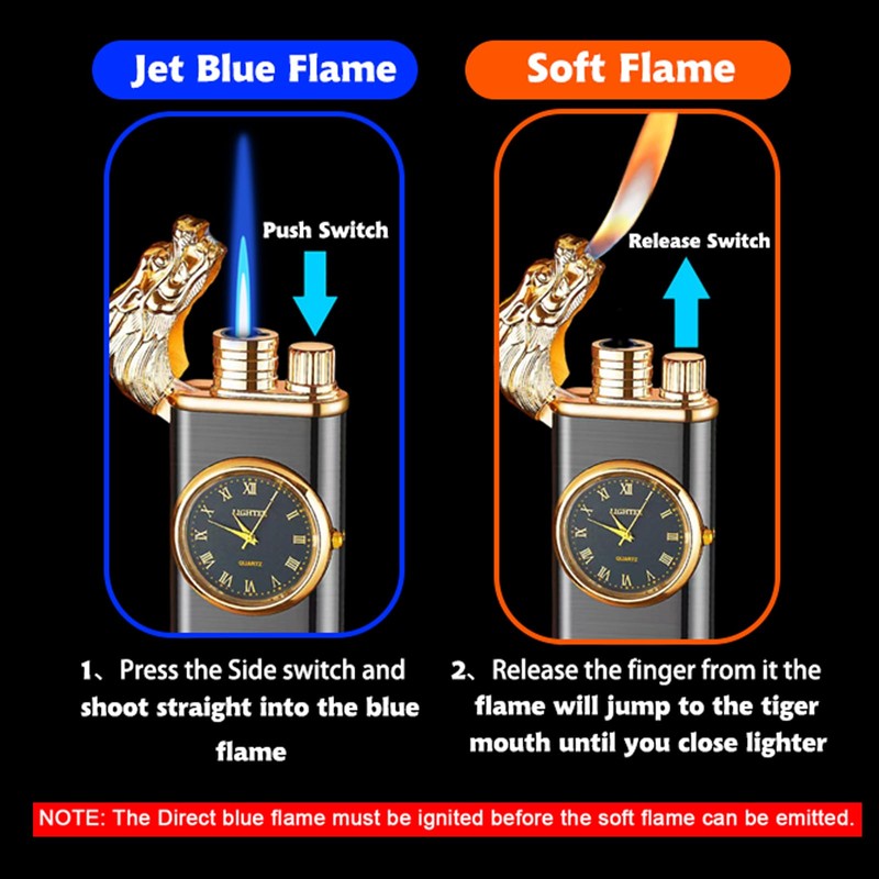 Torch Lighter, Magic Dual Flame Lighter Refillable Butane, Creative Adjustable