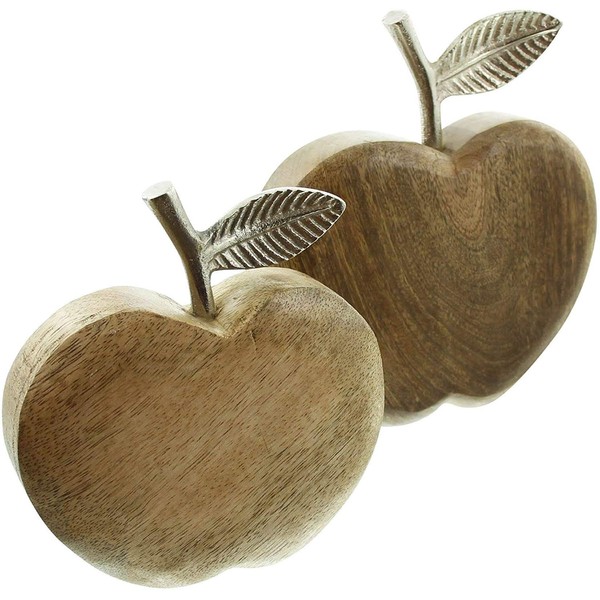 Apple Mango Wood & Aluminium, Set of 2, Decorative Fruit