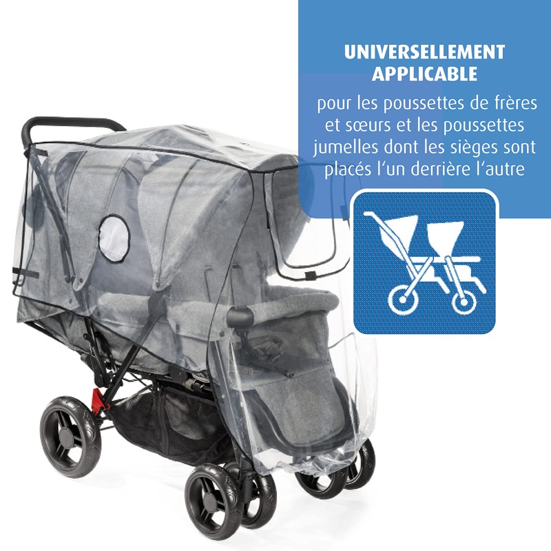 Reer RainCover Duo Regenschutz für Geschwisterwagen, 1er Pack