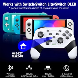 Switch Controller, Wireless Switch Controller for Switch/Switch Lite/Switch OLED, Extra Switch Controller with Paddles, Programmable Switch Remote Control with Back Buttons,Wake-up,Turbo-White