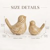 2 Pack Wood Grain Ceramic Bird Figurines, Small Bird Statues