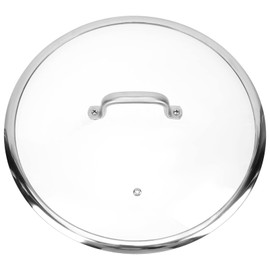 Universal Lid for Pots and Pans 34cm - Tempered Glass Frying Pan Lids with Handle Cookware Lid Protector for Pots Pans Cast Iron Skillet Silver