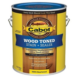 Cabot Wood Toned Stain + Sealer, Low VOC Exterior Natural Wood Stain, Heartwood, Gallon