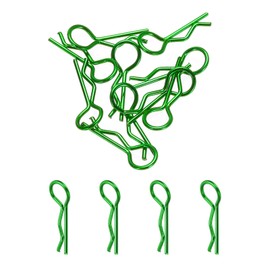 MECCANIXITY 10pcs 30-Degree Angle RC Body Clips Bent Springy R Pins 20x1.0x6mm for All 1/8 1/10 1/12 Scale Model RC Car Crawler Replacement(Green)