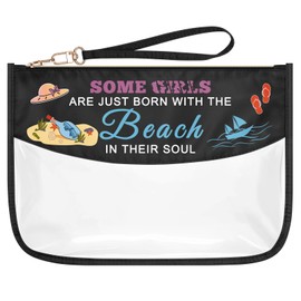 Beach Lover Gift Beach Themed Travel Makeup Bag Summer Lovers Vacation Gifts Girls Trip Travel Gifts Clear Cosmetic Bag Birthday Christmas Graduation Gift for Women Beach Lover Zipper Toiletry Pouch