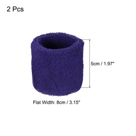 PATIKIL 2pcs 8x5cm Sport Wristbands Cotton Terry Cloth Absorbent Sweatband for Tennis, Baseball, Exercise, Athletic Running, Purple