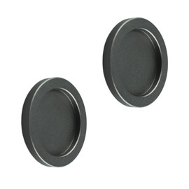 MOROBOR Round Self-Stick Sliding Door Handle, 2 Pack Closet Door Finger Pull Aluminum Alloy Invisible Door Handles for Sliding Barn Drawer Cupboard Wardrobe (Grey)