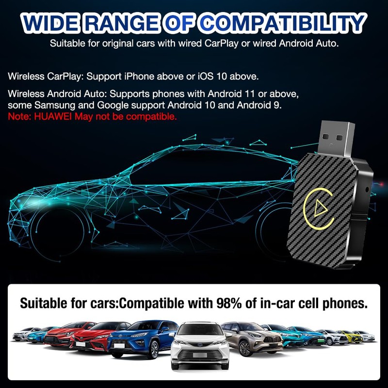 AVCXEC Android Car Wireless Adapter, Carplay Wireless Adapter, 2 in