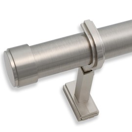 BlastHome® Non-Adjustable Luxury Curtain Rods for Windows, 1 ¼” Rod Set, 3 foot Fixed Length, Brushed Nickel