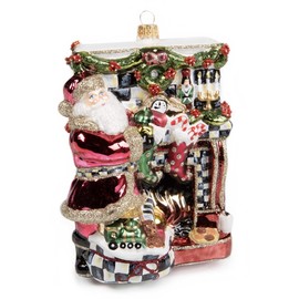 MacKenzie-Childs Glass Ornament - Fireside Chat Santa