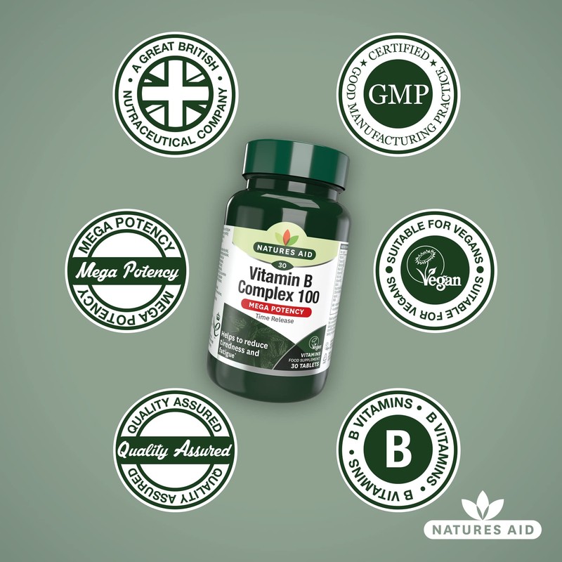 Natures Aid Vitamin B Complex Tablets 100mg Pack of 30