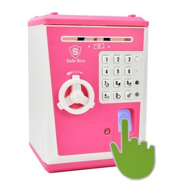 This money bank has a design that mimics the fingerprint recognition system, unlock time safe for kids and kids with a funny function to automatically suck bills, perfect gift for boys and girls
