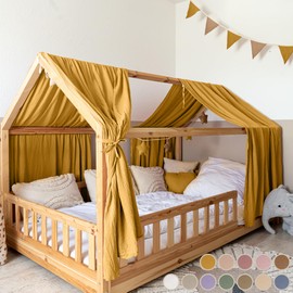 lilimaus House Bed Canopy [in 12 Colours] Bed Canopy House Bed Made of 100% Cotton Muslin - Fabric Canopy for House Bed Decoration Girls and Boys - Canopy for House Bed Children - Bed Curtain