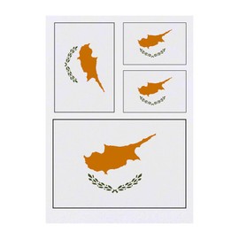 4 x 'Cyprus Flag' Temporary Tattoos - Water Resistant, Skin-Safe, Non-Toxic Transfers, Mixed Sizes (TO00014575)
