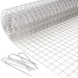 Olle Gopher Netting 18 Gauge 3/4 inch Rabbit Wire 74"X 50" Hardware Cloth 304 Stainless Mesh with 20 Galvanized Steel Staples Gopher Rabbit Barrier Welded Wire Mesh