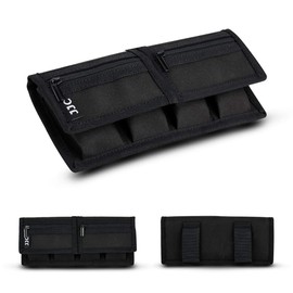 Camera Battery Pouch Holder Case for 4 PCS Sony NP-F550 NP-FW50 NP-FZ100 NP-BX1 Canon LP-E6 LP-E8 LP-E10 LP-E12 LP-E17 Fuji NP-W126 Nikon EN-EL14 EN-EL15 with Zipped Pocket to Store SD TF XQD CF Cards