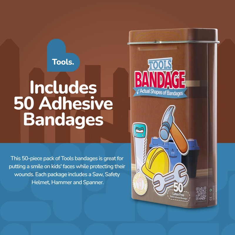 BioSwiss Bandages, Tools Shaped Self Adhesive Bandage, Latex Free Sterile