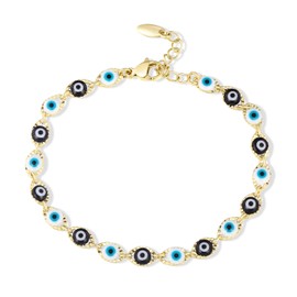 VOLUKA Eyes Bead Bracelet for Women Adjustable Link 7.5in Fashion Jewelry Gift for Her Anniversary Birthday Gift Bangle, 7.5, Resin, resin