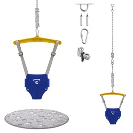 Baby Jumper with a Ceiling Hook for Infant & Toddlers, Baby Door Jumper with Adjustable Chain, Protable Baby Jumpers and Bouncers for Indoor/Outdoor, Baby Doorway Jumper with Soft Rug