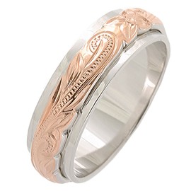 [BreezyIsland] Hawaiian Jewelry Two Tone Ring Silver 925 6mm Width, Sterling Silver, No Gemstone