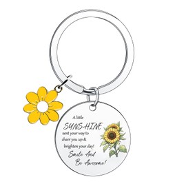Inspirational Keyring Gifts for Women Men Sunflower Charm Keyrings Motivational Keyring Encouragement Gift for Daughter Son Sister Niece Birthday Graduation Friendship Gifts for Best Friend Keyrings