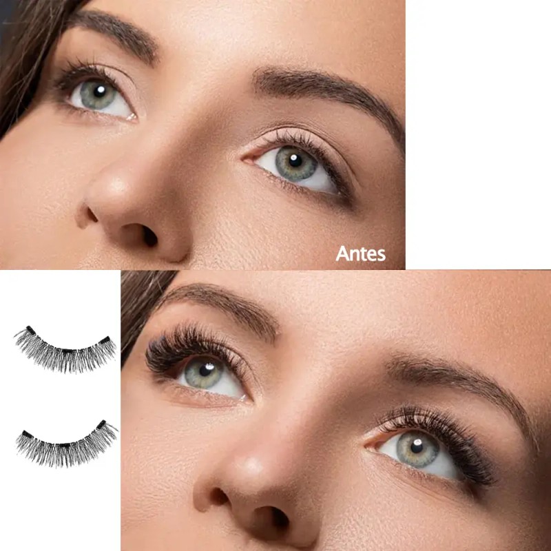 Set De Pestañas Postizas Magnéticas 2 Pares, Con Pinzas