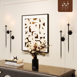 Candle Wall Sconce Set of 4, Large Twisted Wall Mount Metal Black Candle Holder Sconces Decor for Living Room Farmhouse Fireplace Wedding 23.5"