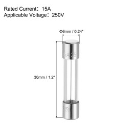sourcing map 15A 250V 6x30mm Time Delay Glass Fuse UL Listed Slow Blow Fuse for Home Appliances(Pack of 6)