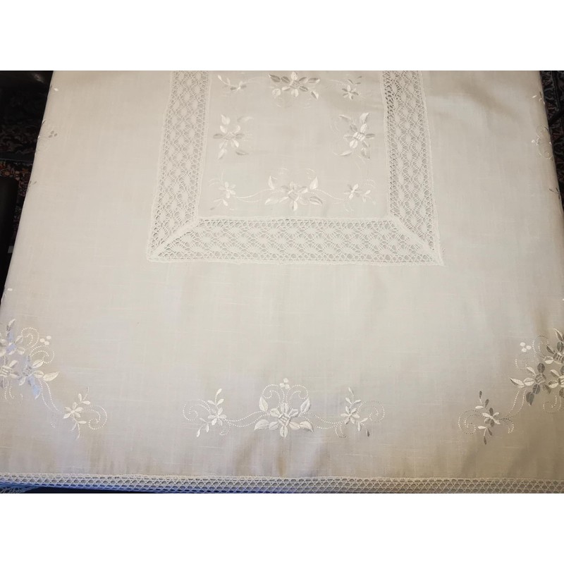 Aude Home Tablecloth 130 x 170 cm White with Hemstitch