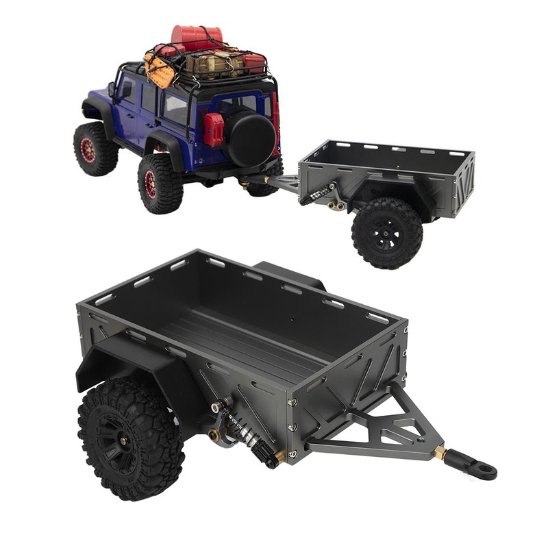 RC Car Hitch Trailer Aluminum Alloy Antislip Rubber Tire Rustproof