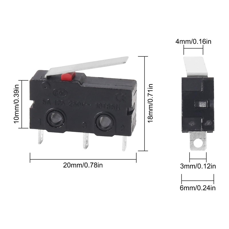 18PCS Micro Limit Switch AC 250V 5A SPDT 1NO 1NC