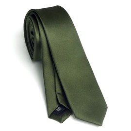 Landisun Olive Green Tie Men Women Solid Skinny Ties Slim Ties Satin Tie