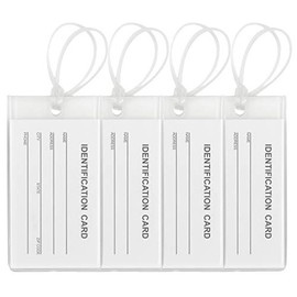 4 Packs Colorful Flexible Travel Luggage Tags for Baggage Bags/Suitcases - Name ID Labels Set for Travel - Clear