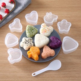 EOQPDECD 8 Pcs Triangle Rice Ball Maker with Spatula - Shake Onigiri Mold for Kid Lunch Bento and Home DIY
