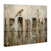 Stupell Industries Fence Perched Country Bird Canvas Wall Art Design
