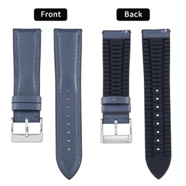 Binlun Leather Watch Band, Inside Layer Rubber is Breathable. 0.5 - 0.9 in (14 - 22 mm), Hybrid Quick Release Watch Strap, Smart Watch Strap, Unisex Use, 6 Colors Available, Faux Leather Rubber, No
