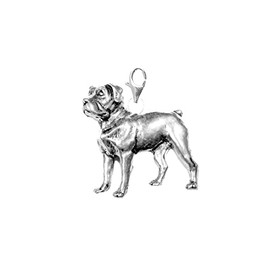 D15 Rottweiler dog fine lead free English Pewter charm fitted to a 925 stamped sterling Silver lobster clasp and hoop